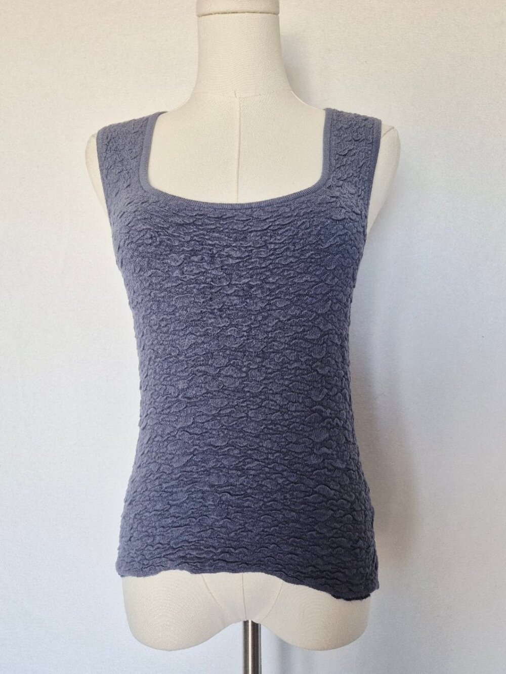 Natural Life Danielle Square Neck Texture Knit Tank Top Dusty Blue - Picture 2 of 13